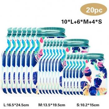Reise-Snackbeutel Mason Krug – 20x Wiederverwendbare Zip‑Taschen