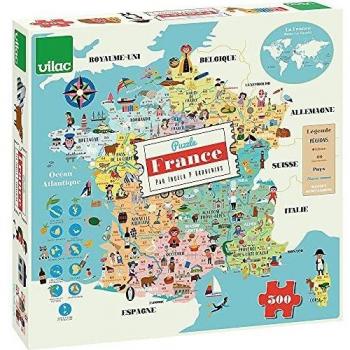 Vilac Puzzle Carte de France 300 Pcs Ingela P.A-À partir de 8 ans-7618