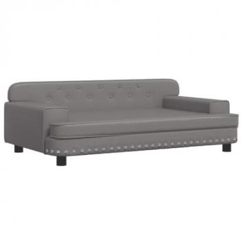 Canapé Grisé Similicuir 90x53x30 cm – Petit Modèle