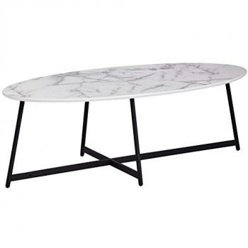 KADIMA DESIGN moderner Marmor-Couchtisch, schwarz lackierte Beine, 120x45x60 cm
