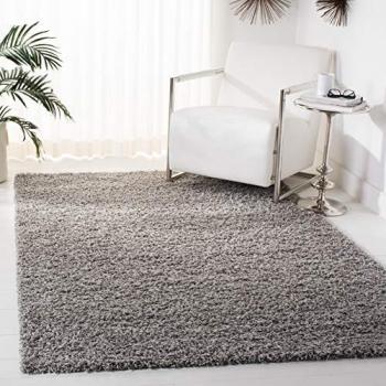 Solid Light Gray Shag Area Rug