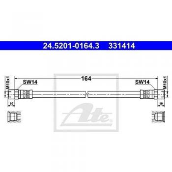 ATE Rear Brake Hose for Audi 80, Seat Toledo, VW Jetta