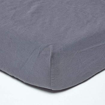 Homescapes Dark Grey Linen Deep Fitted Sheet, King