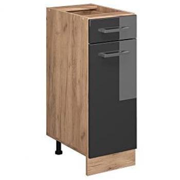 Mobiletto cucina R-Line, Antracite lucido, 30 cm, piano in marmo