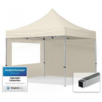 Tonnelle 3x3 m Aluminium avec 2 côtés panoramiques, crème