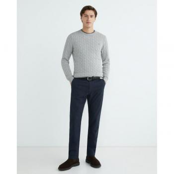 Gant Strickpullover COTTON CABLE C-NECK mit Wappen-Logostickerei auf der Brust