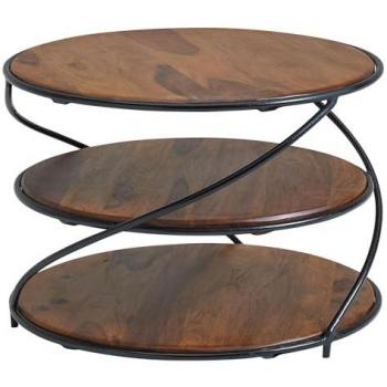 Wohnling WL6.550 Couchtisch (58x58x40,5 cm Sheesham Massivholz / Metall)