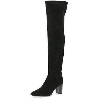 Caprice Damen Overkneestiefel G-Weite 39 Schwarz mit Blockabsatz