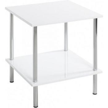 Table d'appoint HAKU chromé/blanc 39 x 39 x 45 cm
