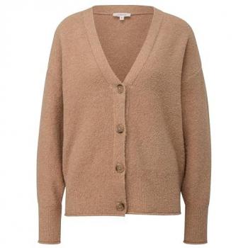 S.Oliver Strickjacke Strickjacke aus Baumwoll-Bouclé Rippblende