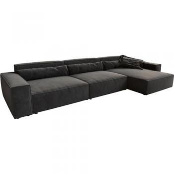 DELIFE Ecksofa Sirpio XL 370x170 cm Mikrofaser Schwarz mit variabler Recamiere