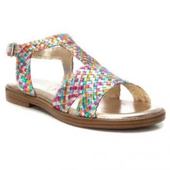 Sandalia Plana Carmela con Hebilla y Colores Múltiples