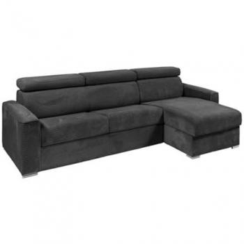 Sofá Cama Esquinero Reversible Pana Antracita con Colchón 14 cm Vizir