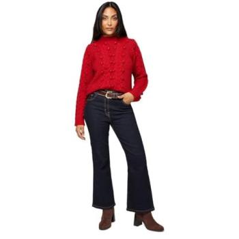Wallis Red Petite Cable Crew Pullover (S)