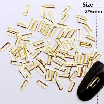500Pcs Hollow Rectangular Nail Art Studs for Manicure