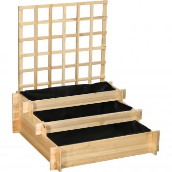 3-stufiges Pflanzbeet mit Rankgitter, Holz, für den Outdoor-Garten