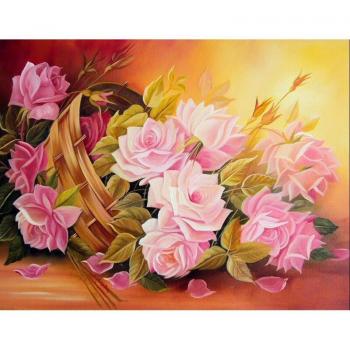 Broderie Diamant 5D Panier de Roses Complet DIY 20X30CM