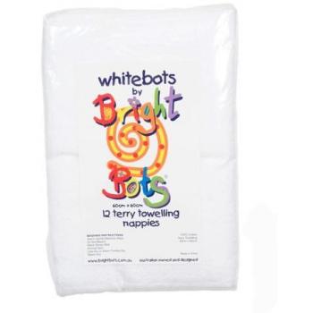 Bright Bots Soft Cotton Terry Diapers (Pack of 12, White)