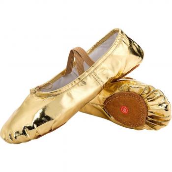Womens/Kids Gold Satin Canvas Ballet Shoe