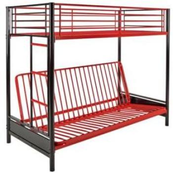 Soppalco Letto 90X190 CM Nero e Rosso (Modulo IV)