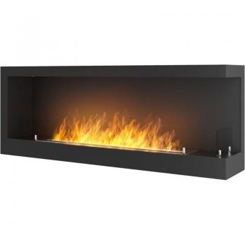 Camino da Incasso Bioetanolo 120x45 cm Corner Destro Nero con Vetro