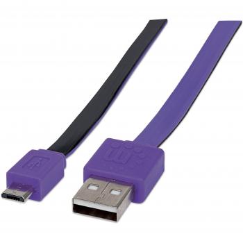 Cable USB Manhattan V2.0 A-Micro B 1.0m Plano Negro/Morado