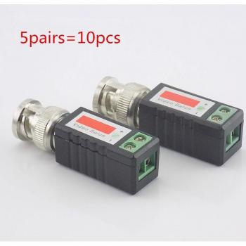 CCTV BNC Video Balun, 5 Pairs, Twisted Passive Transceiver, Male COAX, CAT5 UTP Cable Adapter – W17