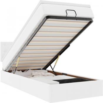 Lit Ottoman 90x190 cm en Similicuir Blanc avec Matelas