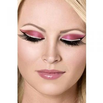 Pestañas Negras con Brillantina Plateada y Pegamento