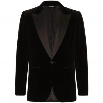 Dolce & Gabbana Men's Black Cotton Single-Breasted Blazer Size 50/L