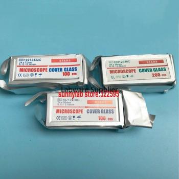 200pcs/pack Square Cover Glass for Microscopes, Size 8mm-24mm, 2 Packs
