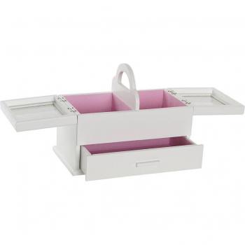 Scatola porta gioielli DKD Home Decor in MDF, vetro, bianco e rosa chiaro, 30 x 17 x 24 cm