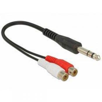 DeLock 6,35 mm Klinkenkabel mit 3‑Pin Cinch‑Buchsen – schwarz