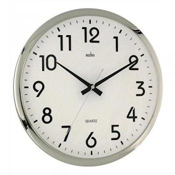 Horloge Acctim Orion Murale Silencieuse Chrome/Blanc