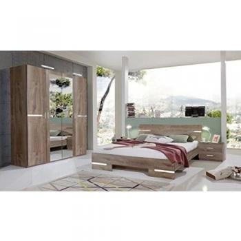 Table de nuit avec tiroir et façade en panneaux de particules imitation chêne rouge