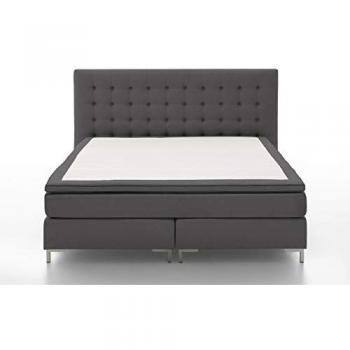 Boxspringbett Anni, mit Bonnell-Federkernmatratze und Topper, dunkelgrau