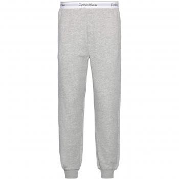 Calvin Klein Herren Jogger Schlafanzughose, Grau Melange/Weiß, W(Herstellergröße: XL)