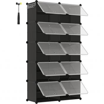 Mueble Zapatero de Plástico, 10 Compartimentos, Diseño Modular