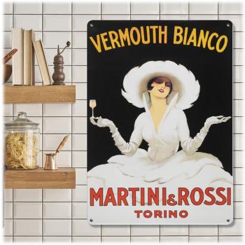 Placa Decorativa 'Vermouth Bianco Martini Rossi' en Negro y Blanco