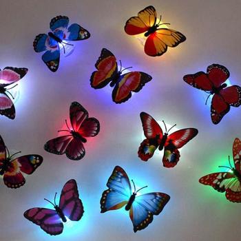 Mini LED Night Light Waterproof Dragonfly Butterfly Wall Stickers