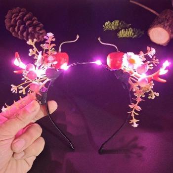 Diadema de Navidad con cuernos y brillo