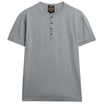 T-shirt Superdry Slub Grandad Gris à Manches Courtes