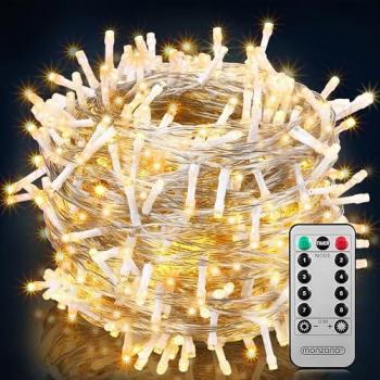 Catena di luci natalizie 600 LED bianco caldo 60m con telecomando