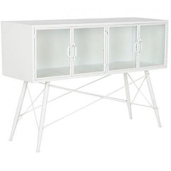Meuble décoratif blanc en métal et verre