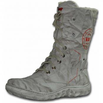 KRISBUT Flachstiefeletten für Damen – grauer Rot-Ledermix, Größe G, abnehmbarer Fußboden