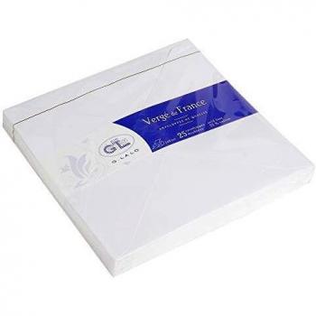25 enveloppes doublées Vergé 165 x 165 mm