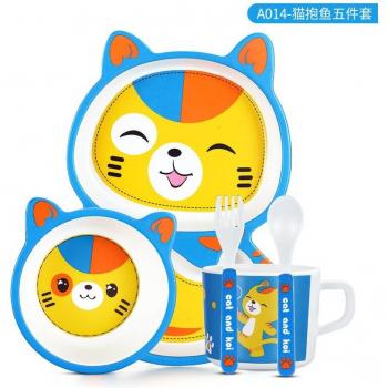 Kids Bamboo Dinnerware Set with Spoon and Fork