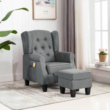 Fimei Fauteuil de massage Prolenta Premium gris clair avec repose-pied