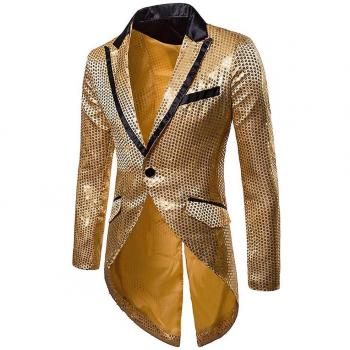 Veste de gala en sequins dorés pour homme Yunclos L