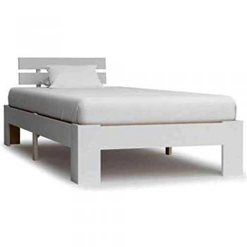Elnath Simple Bed Frame White Solid Pine Wood